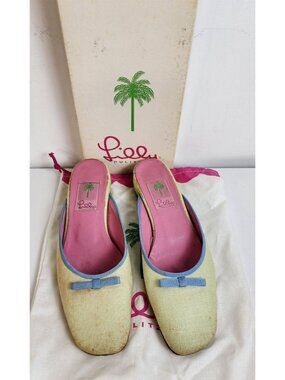 Vintage. Lilly Pulitzer Women's Bow Slide Pistachio size 7.5 with Original Box &